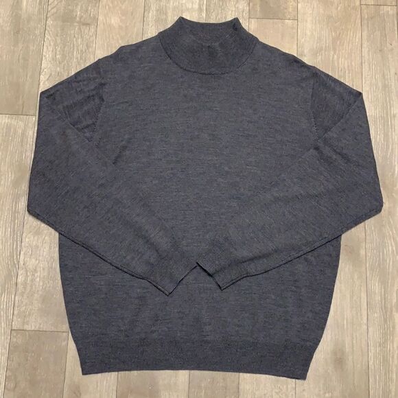 Mens NWOT Jos.A. Bank 100% Merino‎ Wool Mock Neck Lightweight Sweater - Picture 1 of 6